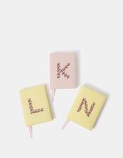 Floral Embroidered Initial Notebook, Multi (PASTEL MULTI), large