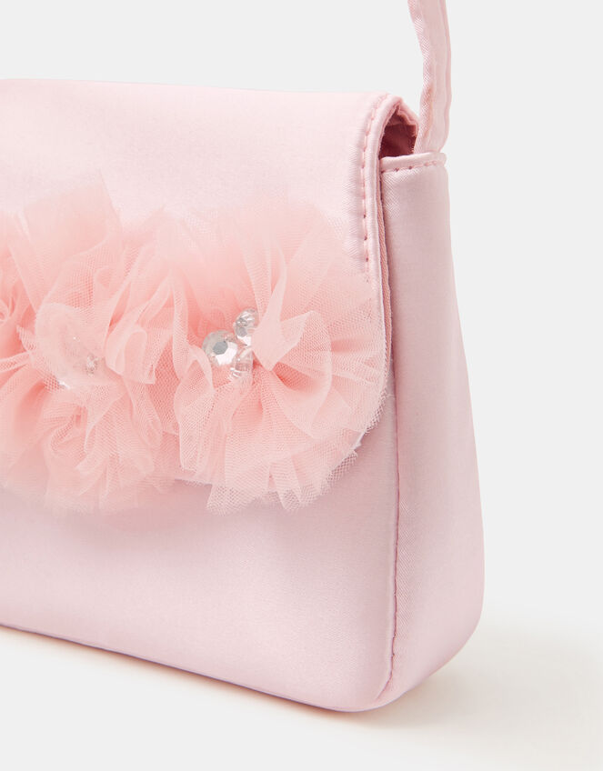 Girls Tulle Flower Satin Bag, , large