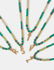 Beaded Initial Pendant Necklace, Blue (TURQUOISE), large