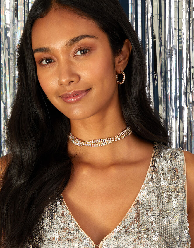 Twisted Sparkle Collar Necklace, , large