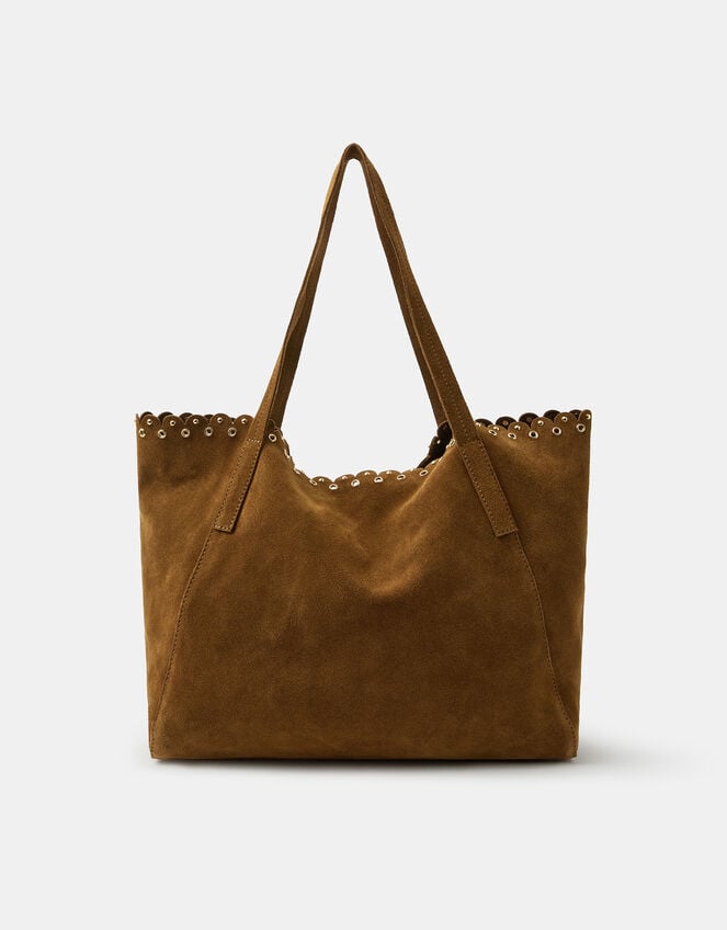 Eyelet Detail Suede Tote Bag, , large