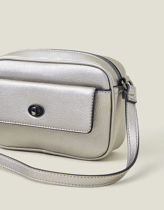 Small Twist-Lock Cross-Body Bag, Pewter (PEWTER), large