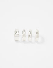 Chunky Stacking Ring Set with Recycled Metal, Silver (SILVER), large