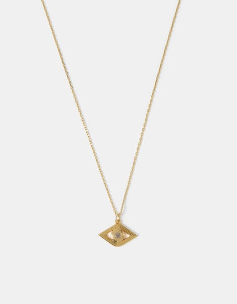 14ct Gold-Plated Evil Eye Pendant Necklace, , large