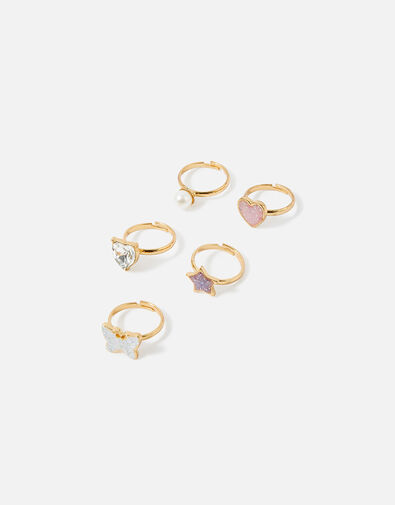 Girls Butterfly Rings 5 Pack, , large