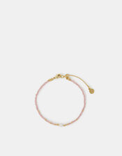 14ct Gold-Plated Pearl Beaded Bracelet, Pink (PINK), large