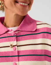 Accessorize x Good Manners Stripe Collar Cardigan ​, Pink (PINK), large