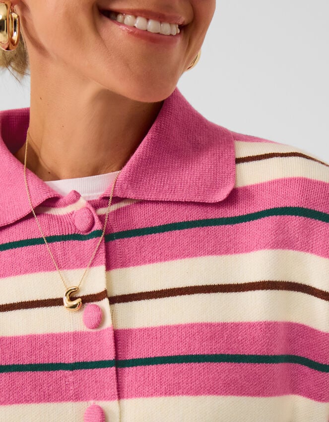 Accessorize x Good Manners Stripe Collar Cardigan ​, Pink (PINK), large