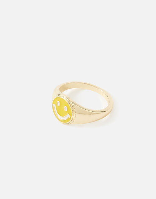 Eye Candy Enamel Smiley Ring, Yellow (YELLOW), large
