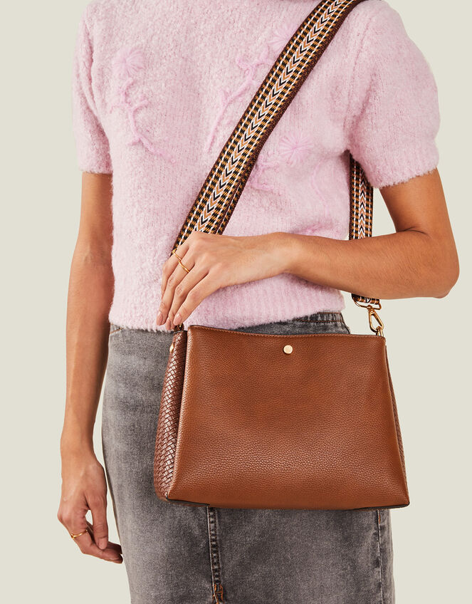 Webbing Strap Cross-Body Bag, Tan (TAN), large