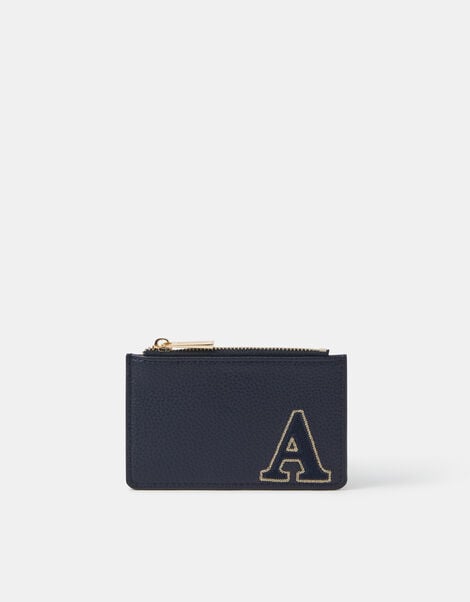 Initial Card Holder, Blue (NAVY), large