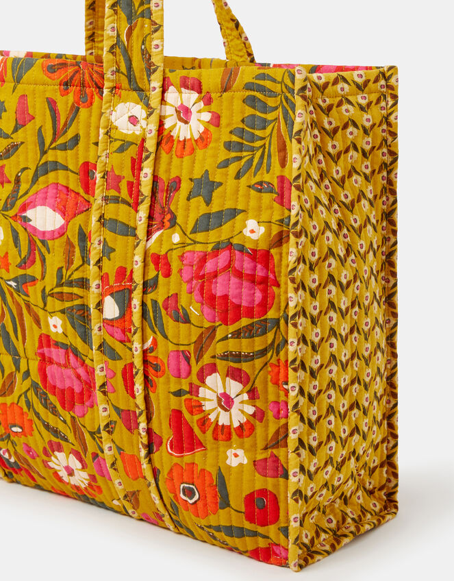 Floral Print Quilted Tote Bag, , large