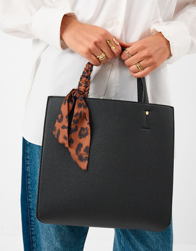 Izzie Scarf Handle Handbag, Black (BLACK), large
