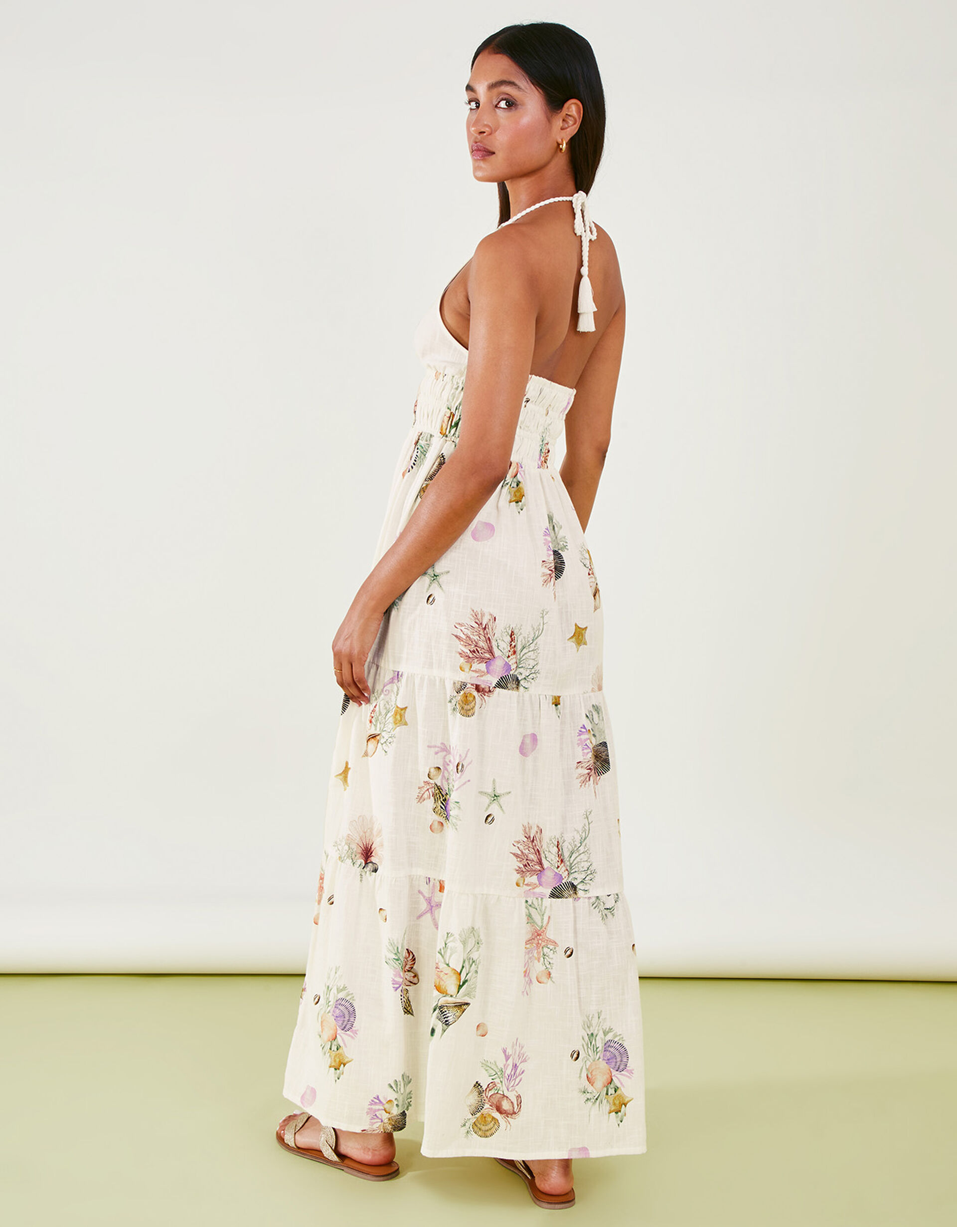 Print Halter Neck Dress Ivory Beach holiday dresses Accessorize UK