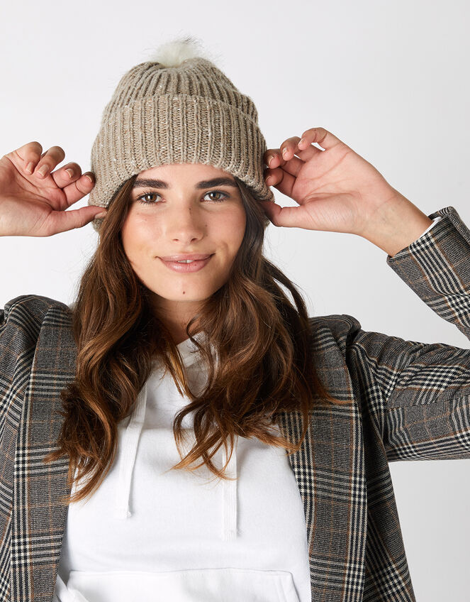 Pom-Pom Beanie, Gold (GOLD), large