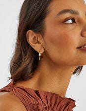 14ct Gold-Plated Pearl Stone Drop Earrings, , large