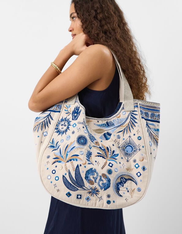 Celestial Embroidered Tote Bag, , large