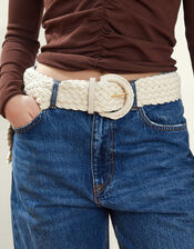 Woven Buckle Belt, Cream (CREAM), large