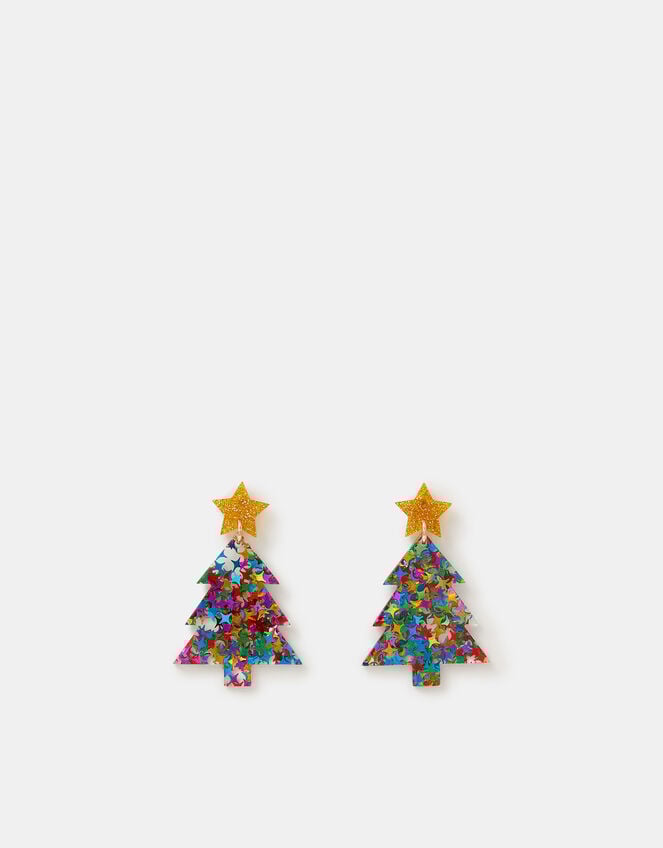 Confetti Resin Christmas Tree Drop Earrings, , large