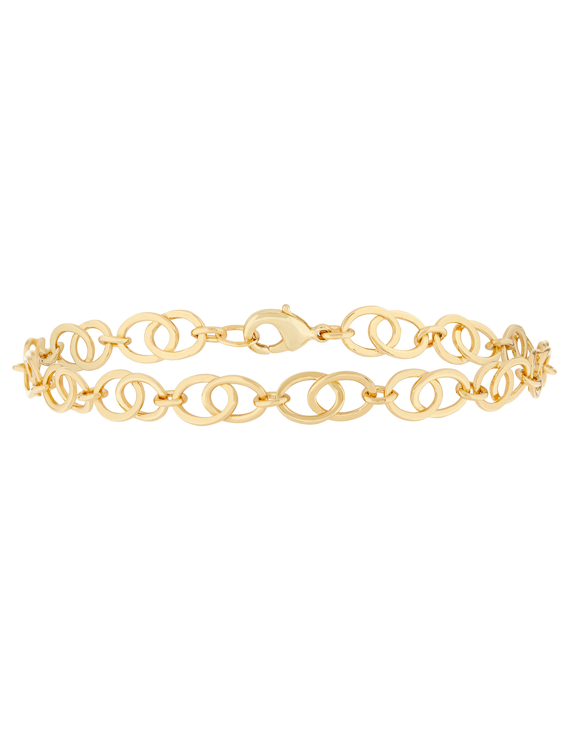 Gold-Plated Circle Link Choker Necklace, , large