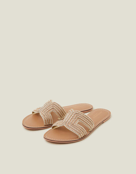 Bella Beaded Sliders, Gold (GOLD), large