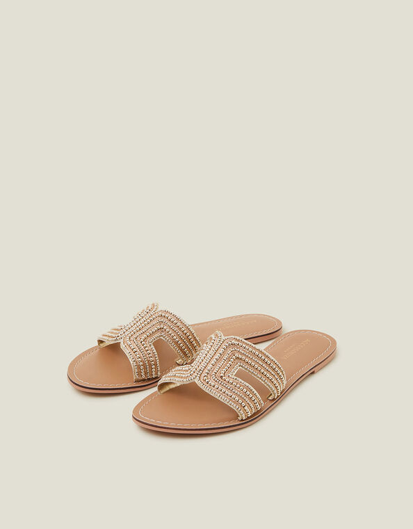 Bella Beaded Sliders, Gold (GOLD), large