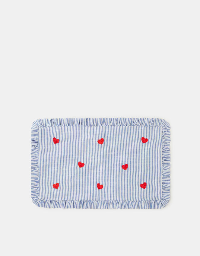 Embroidered Heart Stripe Cushion Cover, , large