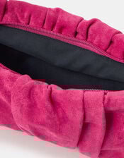 Ruched Faux Suede Clutch Bag, Pink (FUCHSIA), large