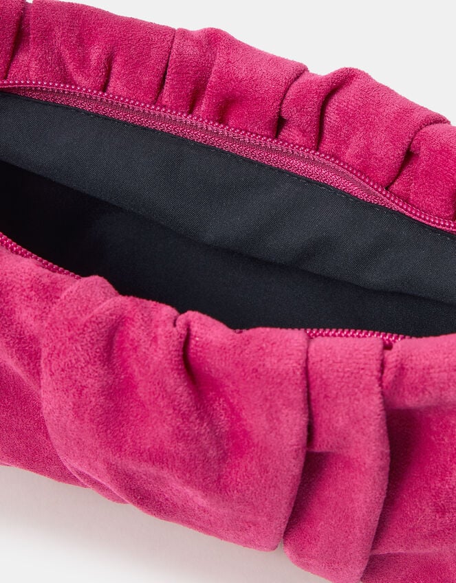 Ruched Faux Suede Clutch Bag, Pink (FUCHSIA), large