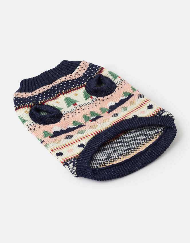Alpine Fair Isle Knit Dog Jumper, Blue (NAVY), large