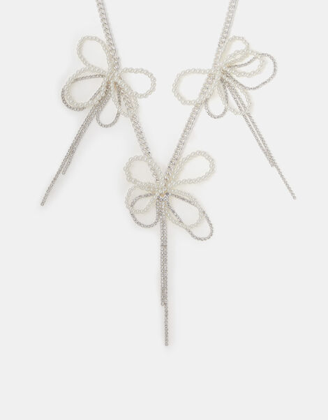 Bow Pearl Chain Necklace, , large