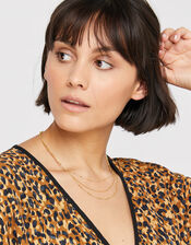 Gold-Plated Layered Chain Necklace, , large