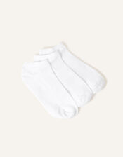 Supersoft Cotton Ankle Socks Set of Three, White (WHITE), large