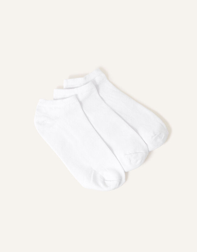 Supersoft Cotton Ankle Socks Set of Three, White (WHITE), large