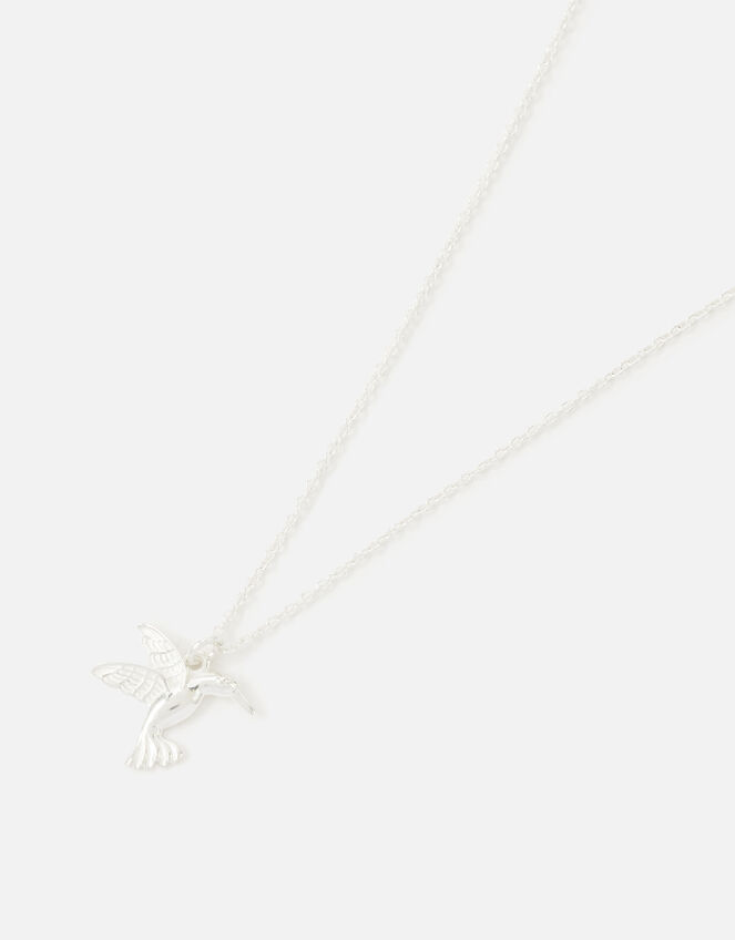 Sterling Silver Hummingbird Pendant Necklace, , large