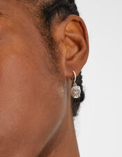 Sterling Silver-Plated Shell Drop Earrings, , large