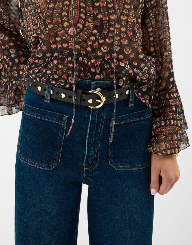 Heart Stud Belt, Black (BLACK), large