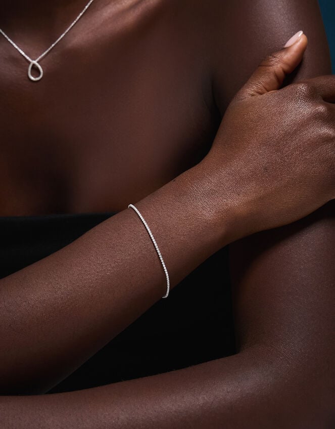 Sterling Silver Tennis Bracelet, , large