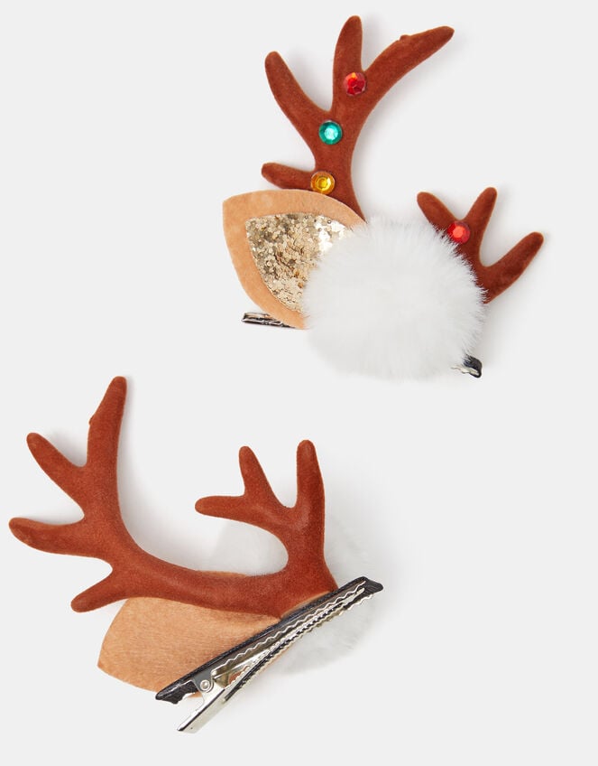 2-Pack Christmas Reindeer Hair Clips, , large
