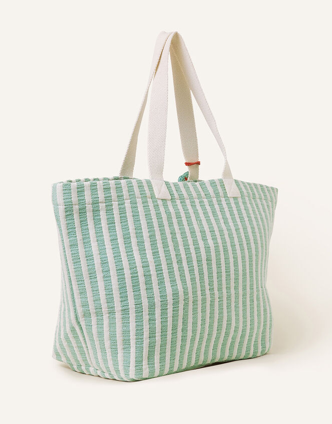 Stripe Tassel Tote Bag, , large