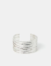 Texture Layered Cuff Bracelet, Silver (SILVER), large