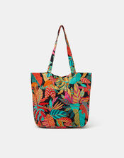 Tropical Print Shopper Bag, , large