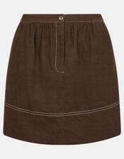 Corduroy Mini Skirt, Brown (BROWN), large