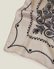 Paisley Satin Square Scarf, , large