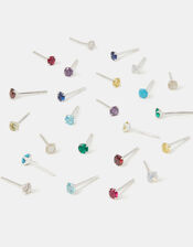 Sterling Silver Birthstone Stud Earrings, Silver (ST SILVER), large