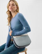 Colour Block Crossbody Bag, Blue (BLUE), large