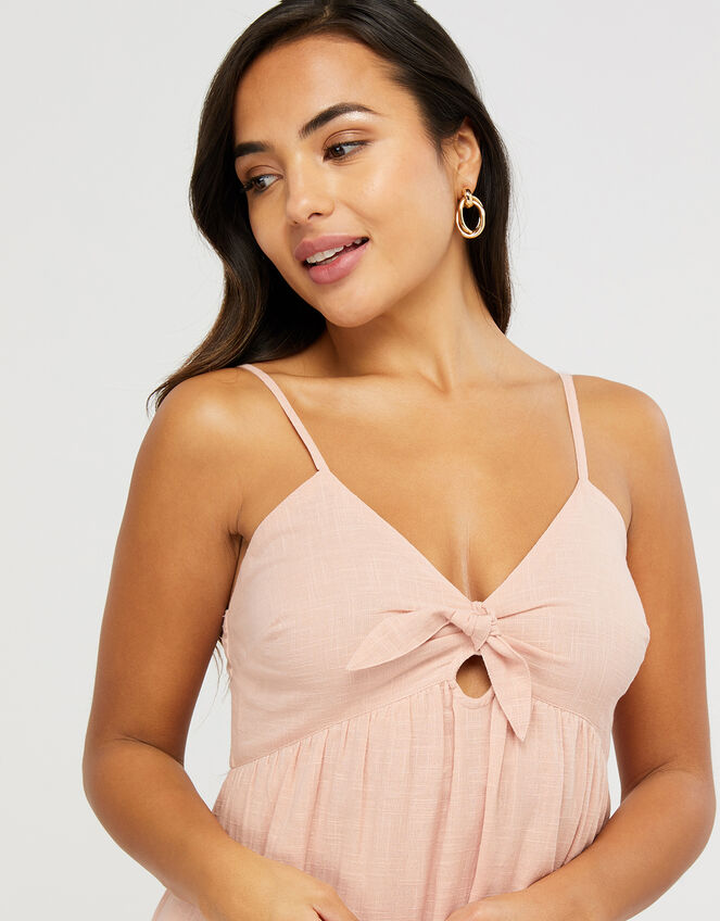 Knot Front Cotton Maxi Dress, Pink (PINK), large
