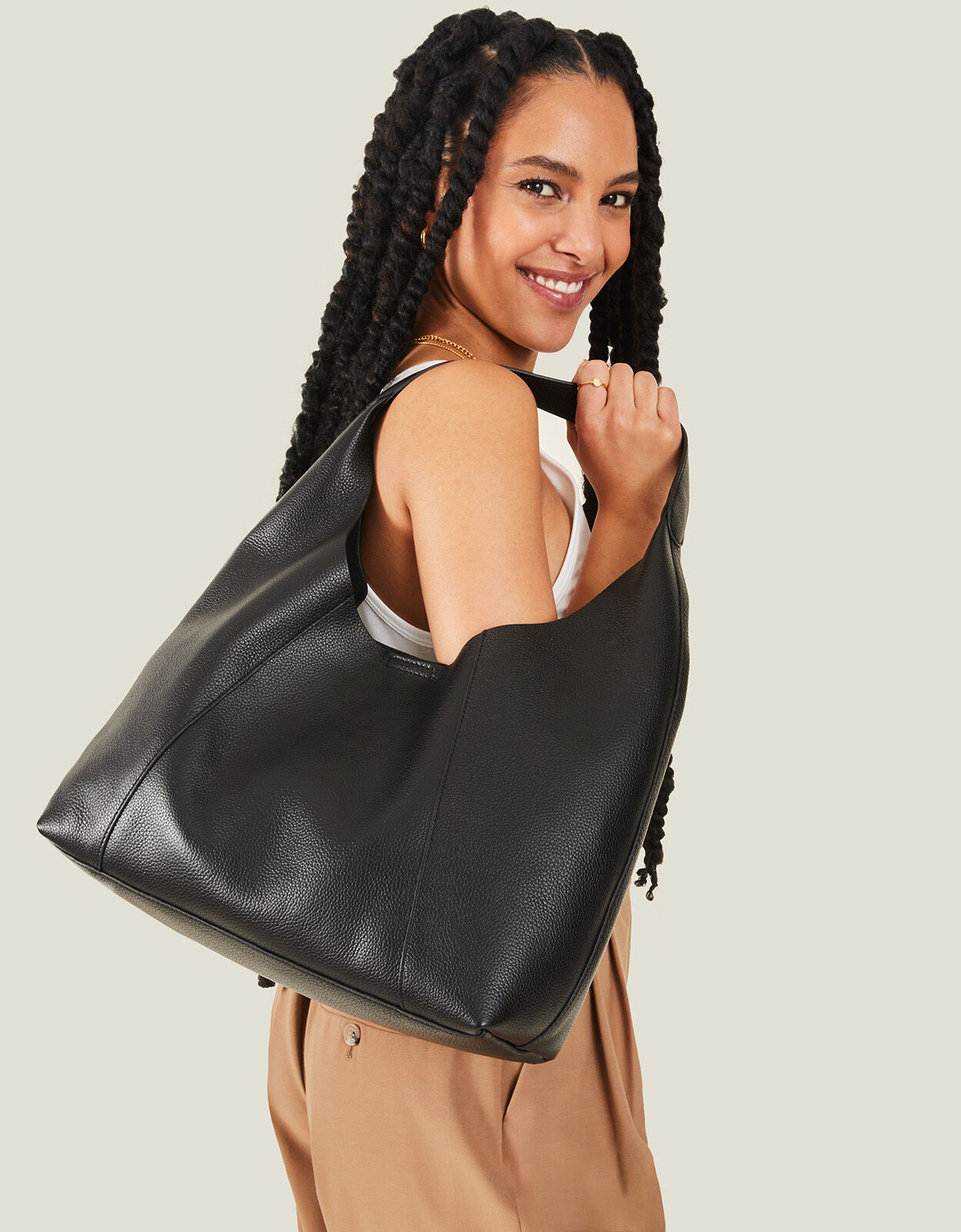 Leather Scoop Shoulder Bag