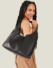 Leather Scoop Shoulder Bag, , large