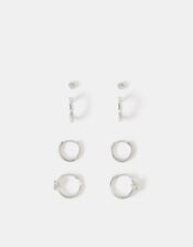 4-Pack Sterling Silver-Plated Knot Stud & Hoop Earrings, , large